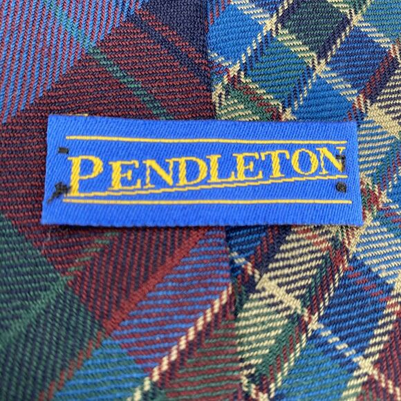 Pendleton Silk Neck Tie Mens Bue Red Madras Plaid Classiccore Preppy Corpcore - Picture 2 of 8